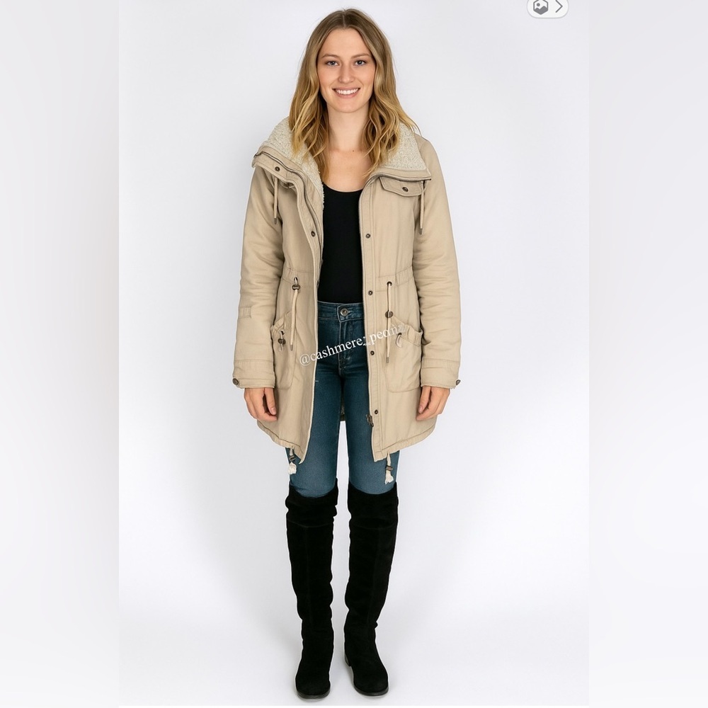 Costa Blanca Trench Sherpa Coat Jacket Size 4